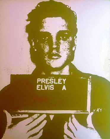 Elvis Army Mugshot 2006 64x22 - Huge Original Painting - Russell Young