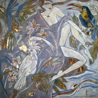 Orchids 1988 40x40 Original Painting - Yamin Young Orchids 1988 40x40 Original Painting - Yamin Young