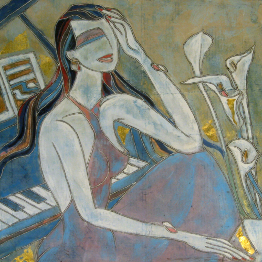 Lady in Blue 32x32 Original Painting by Yamin Young Lady in Blue 32x32 Original Painting by Yamin Young
