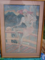 Lady in Pink Hat 1990 25x37 Original Painting by Yamin Young - 1 Lady in Pink Hat 1990 25x37 Original Painting by Yamin Young - 1