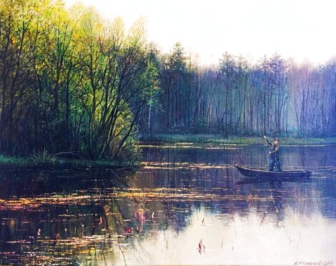 Alone with Nature 2001 22x26 - Oil on Canvas Original Painting - Yuriy Kuznetsov