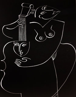 His Musical Muse 1989 70x48 Super Huge Works on Paper (not prints) - Yuroz His Musical Muse 1989 70x48 Super Huge Works on Paper (not prints) - Yuroz