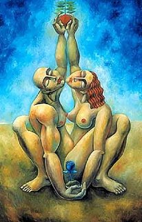 Lover's Reach Embellished 2001 Limited Edition Print - Yuroz Lover's Reach Embellished 2001 Limited Edition Print - Yuroz