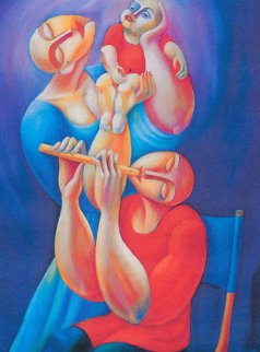 Adoration With Flute 1992 Huge Limited Edition Print - Yuroz Adoration With Flute 1992 Huge Limited Edition Print - Yuroz