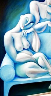 Light Blue Couch 1989 62x62 Super Huge Major Painting Original Painting - Yuroz Light Blue Couch 1989 62x62 Super Huge Major Painting Original Painting - Yuroz