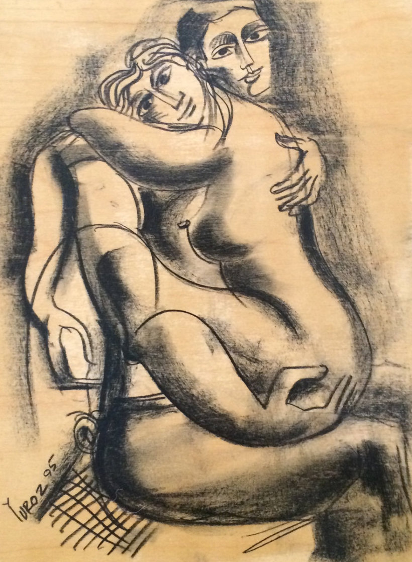 In Love Drawing on wood panel 2005 16x14 Drawing by  Yuroz
