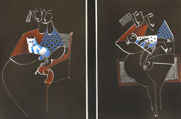 Trio Duet Dipytch 1989 Set of 2 by  Yuroz