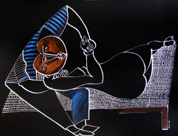Awakening Line Watercolor 1989 20x26 Watercolor by Yuroz Awakening Line Watercolor 1989 20x26 Watercolor by Yuroz