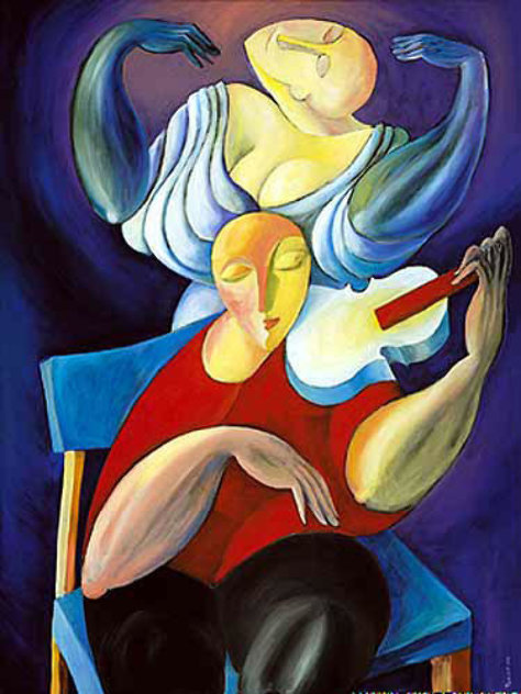 White Violin 1989 Huge Limited Edition Print by  Yuroz