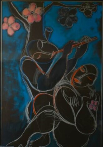 Flute Serenade 1988 68x48 - Huge Mural Size Original Painting -  Yuroz