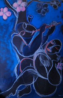 Flute Serenade 1988 60x40 Huge Original Painting - Yuroz Flute Serenade 1988 60x40 Huge Original Painting - Yuroz