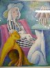Woman with Hat and Cats 1988 41x41 Original Painting by Yuroz - 5 Woman with Hat and Cats 1988 41x41 Original Painting by Yuroz - 5