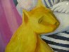 Woman with Hat and Cats 1988 41x41 Original Painting by Yuroz - 1 Woman with Hat and Cats 1988 41x41 Original Painting by Yuroz - 1