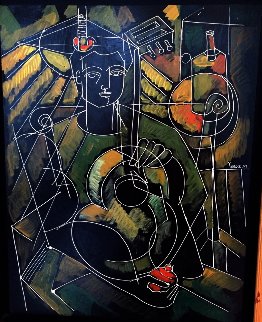 Boy With Guitar 2007 26x22 Original Painting - Yuroz Boy With Guitar 2007 26x22 Original Painting - Yuroz