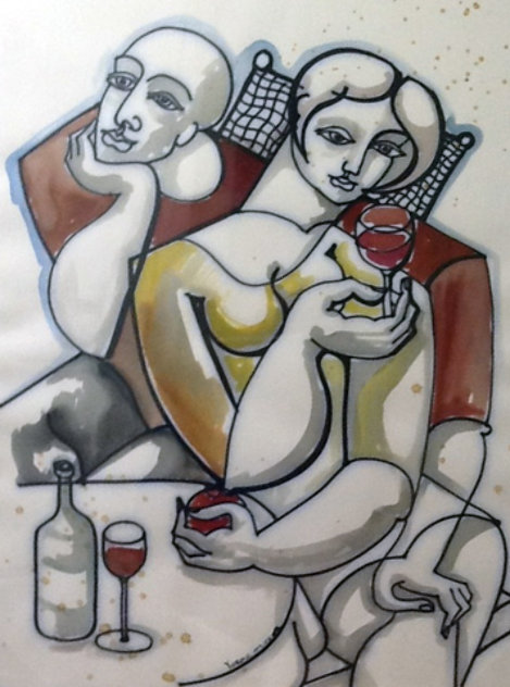 Taste My Wine Watercolor (Study) 2002 30x22 Watercolor by  Yuroz