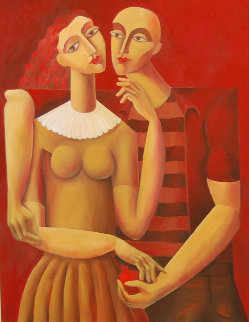 Lovers With Pomegranates 1995 55x45 Huge Original Painting -  Yuroz