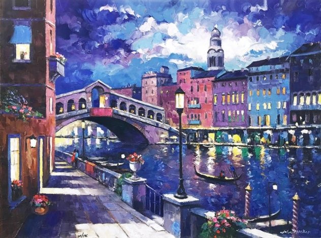 Rialto Bridge Embellished - Venice, Italy Limited Edition Print by John Zaccheo
