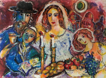 Untitled Wedding 1980 39x47 Huge Original Painting - Zamy Steynovitz Untitled Wedding 1980 39x47 Huge Original Painting - Zamy Steynovitz