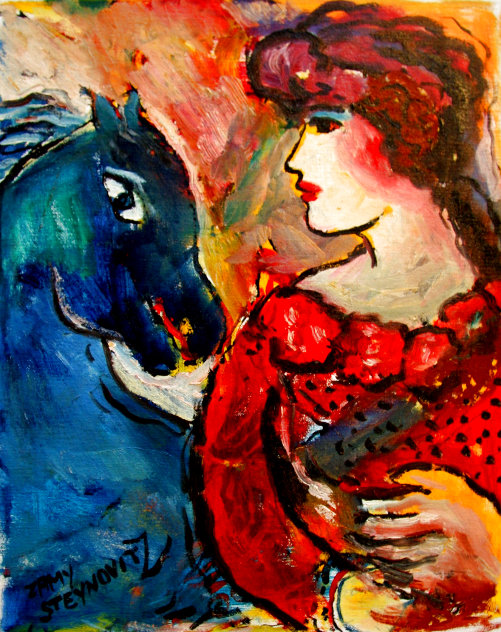 Blue Horse 14x11 HS Original Painting by Zamy Steynovitz
