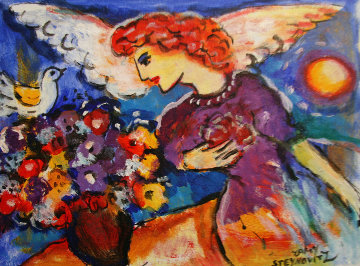 Untitled (Angel) 11x14 Original Painting - Zamy Steynovitz Untitled (Angel) 11x14 Original Painting - Zamy Steynovitz