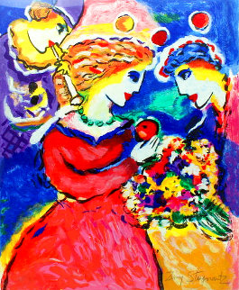 Untitled Serigraph (Couple With Clown) HS Limited Edition Print - Zamy Steynovitz
