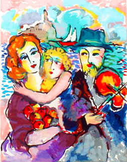 Untitled Serigraph (Family With Seascape Background) AP HS Limited Edition Print - Zamy Steynovitz Untitled Serigraph (Family With Seascape Background) AP HS Limited Edition Print - Zamy Steynovitz