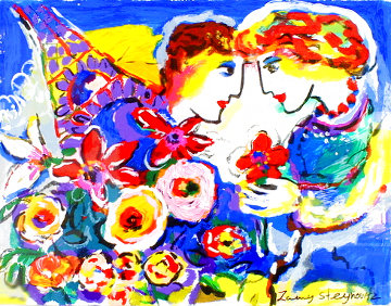 Romance And Flowers At The Eiffel Tower AP Limited Edition Print - Zamy Steynovitz Romance And Flowers At The Eiffel Tower AP Limited Edition Print - Zamy Steynovitz