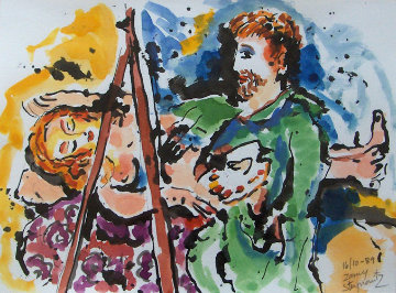 Self Portrait Painting 1989 20x22 Original Painting - Zamy Steynovitz Self Portrait Painting 1989 20x22 Original Painting - Zamy Steynovitz
