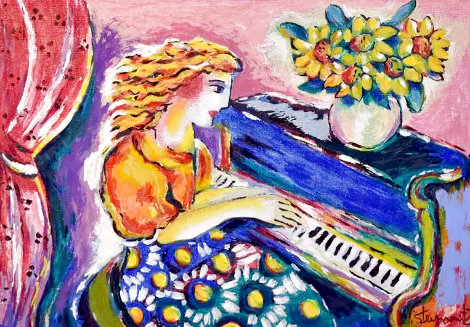 Pianist in Bloom 1998 Embellished - HS Limited Edition Print - Zamy Steynovitz