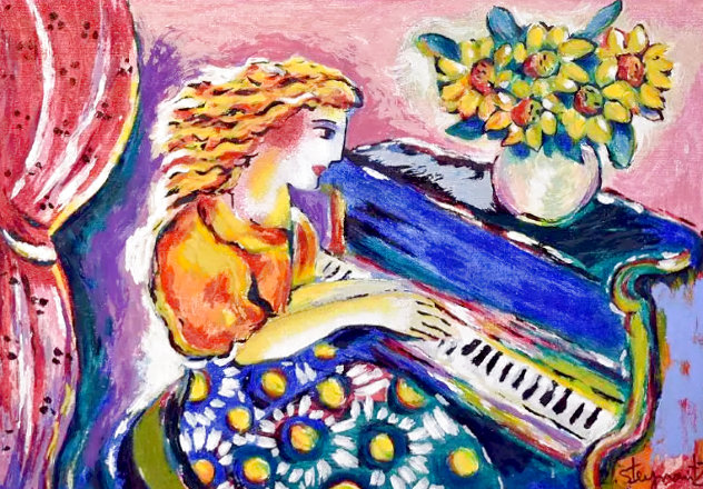 Pianist in Bloom 1998 Embellished - HS Limited Edition Print by Zamy Steynovitz