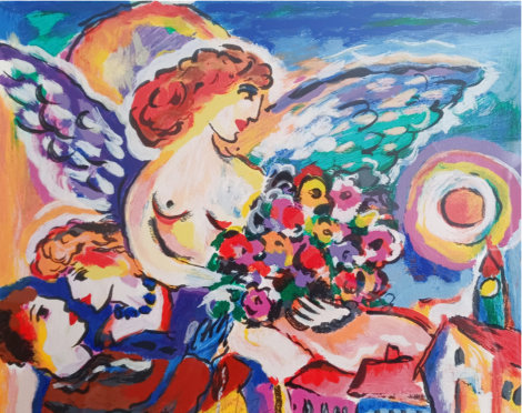 Angel with Flowers and Lovers HS Limited Edition Print - Zamy Steynovitz