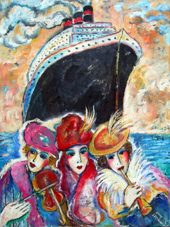 Women's Cruise Vacation 32x28 HS Original Painting - Zamy Steynovitz Women's Cruise Vacation 32x28 HS Original Painting - Zamy Steynovitz