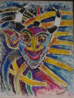 Untitled (mask) Painting 1974 29x19 Original Painting - Zamy Steynovitz Untitled (mask) Painting 1974 29x19 Original Painting - Zamy Steynovitz