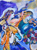 Untitled Musicians with Violin, Flute, and Drum 13x10 HS Original Painting by Zamy Steynovitz - 0 Untitled Musicians with Violin, Flute, and Drum 13x10 HS Original Painting by Zamy Steynovitz - 0