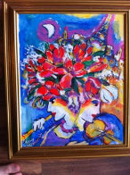 Untitled Flowers with Violin, Flute, Eiffel Tower 13x11 Original Painting by Zamy Steynovitz - 2 Untitled Flowers with Violin, Flute, Eiffel Tower 13x11 Original Painting by Zamy Steynovitz - 2