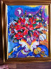 Untitled Flowers with Violin, Flute, Eiffel Tower 13x11 HS - Paris, France Original Painting by Zamy Steynovitz - 2