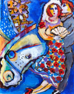 Untitled Couple 14x11 HS Original Painting - Zamy Steynovitz Untitled Couple 14x11 HS Original Painting - Zamy Steynovitz