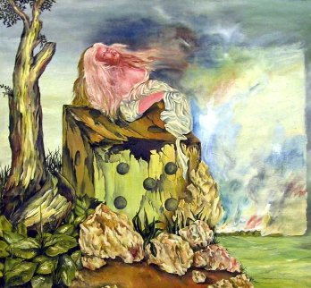 Girl on Dice 1970 42x40 Huge HS Original Painting - Zamy Steynovitz Girl on Dice 1970 42x40 Huge HS Original Painting - Zamy Steynovitz