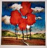 Original  (Red Trees 1) Pastel  2002 23 x 23 Original Painting by Helen Zarin - 2