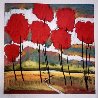 Original  Red Trees II 23x23 Original Painting by Helen Zarin - 1