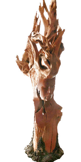 Figurative Abstract Wood Sculpture 1997 47 in by Dale Zarrella