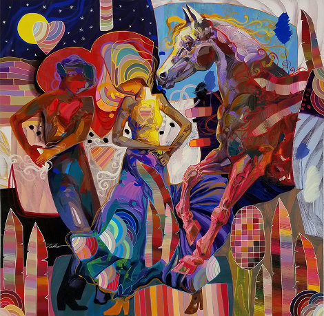 Esta Noche 2013 50x50 Huge Original Painting - Tadeo Zavaleta