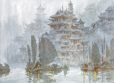 In the Mist Watercolor - Huge 45x38 - China Watercolor - Xiang-Ming Zeng