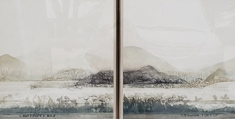 Fields I and II, Dyptych -  Set of 2 Etchings 60x46 Huge Limited Edition Print - Renata Zerner