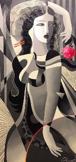 Red Rose 48x24 Original Painting - Oleg Zhivetin Red Rose 48x24 Original Painting - Oleg Zhivetin