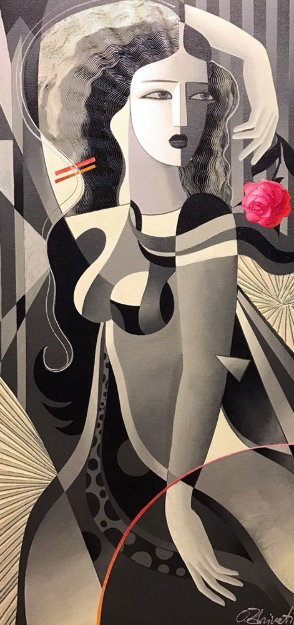 Red Rose 48x24 Huge Original Painting - Oleg Zhivetin