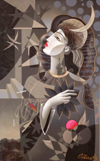 Stars 48x30 Original Painting - Oleg Zhivetin