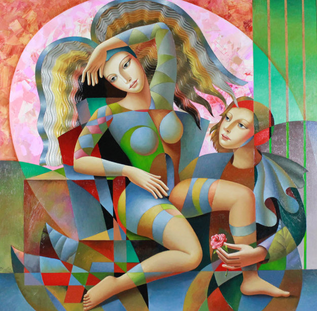 At Peace 2016 57x57 Original Painting - Oleg Zhivetin