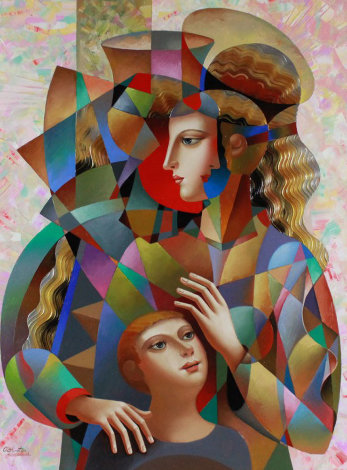 Happy Family 2016 39x49 Huge Original Painting - Oleg Zhivetin