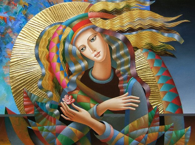 Memory Flower 2018 32x44 Original Painting - Oleg Zhivetin